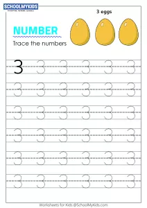 Tracing number 3 - Numbers 1-10 tracing