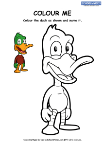 Colour Me - Duck Cartoon Coloring Pages Worksheets for  Preschool,Kindergarten,First Grade - Art And Craft Worksheets |  