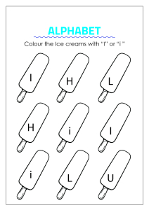Color the Ice Creams with Letter I - Capital and Small Letter Identification
