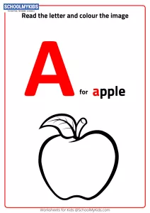 Read Letter A and Color the Apple