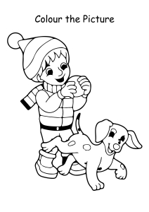 Colour the Picture - Boy with a Dog - Coloring Pages