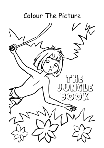 Mowgli jumping from Tree Coloring Pages worksheet for Kindergarten