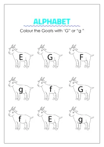 Color the Goats with G - Capital and Small Letter Identification