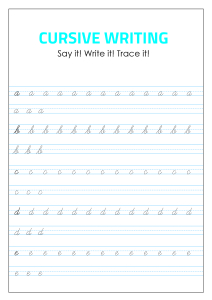 Lowercase Cursive Alphabet Tracing and Writing - a - e worksheet for ...