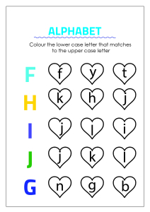 Color Matching Uppercase and Lowercase Letters - F to J