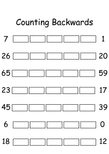 Counting Backwards by 1s - Write Missing Numbers