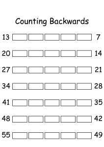 Counting Backwards by 1s - Write Missing Numbers
