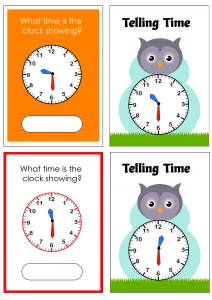 Telling Time to the Half Hour - Owl Cards Theme Time