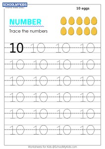 Tracing number 10 - Numbers 1-10 tracing