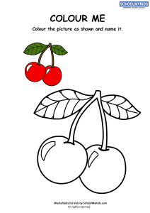 colour me cherries coloring pages worksheets for preschool kindergarten first grade art and craft worksheets schoolmykids com