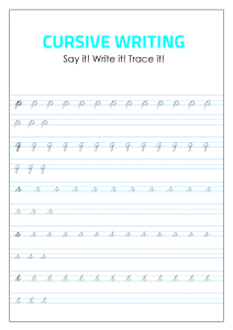 Lowercase Cursive Alphabet Tracing And Writing - U - Z Worksheet For  Second,Third Grade - Printable English Worksheets | Schoolmykids.Com