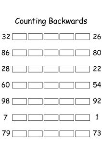 Counting Backwards by 1s - Write Missing Numbers