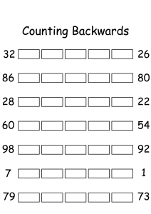 Counting Backwards by 1s - Write Missing Numbers