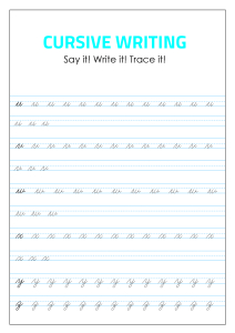 Lowercase Cursive Alphabet Tracing and Writing - u - z Worksheets for