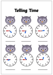 Telling Time to the Quarter Hour (Quarter To) - Owl Theme Time