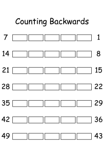 Counting Backwards by 1s - Write Missing Numbers