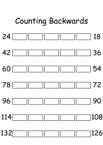 Counting Backwards by 1s - Write Missing Numbers
