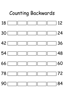 Counting Backwards by 1s - Write Missing Numbers