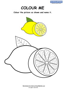 colour me lemon coloring pages worksheets for preschool kindergarten grade art and craft worksheets schoolmykids com