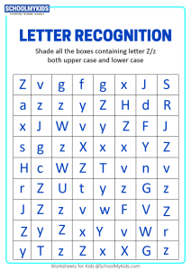 Identify Uppercase And Lowercase Letter Z - Letter Recognition Worksheet  For Preschool,Kindergarten Grade - Printable English Worksheets |  Schoolmykids.Com