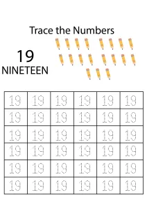 Number Tracing 19 - Count and Trace the Numbers