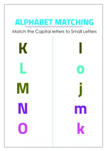 Alphabet Matching - Match Capital and Small Letters - K to O