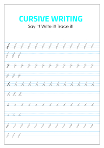 Lowercase Cursive Alphabet Tracing and Writing - f - j