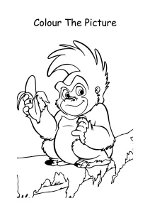 Monkey with Banana Coloring Pages