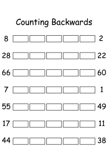 Counting Backwards by 1s - Write Missing Numbers