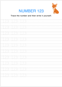 Number Tracing and Writing - 123 Worksheets for Preschool,Kindergarten