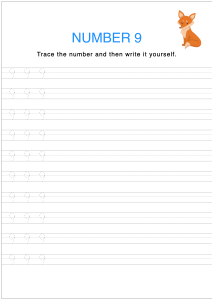 Number Tracing and Writing - 9