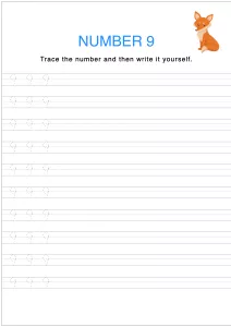 Number Tracing and Writing - 9