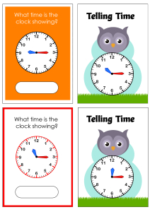 Telling Time to the Quarter Hour (Quarter Past) - Owl Cards Theme Time