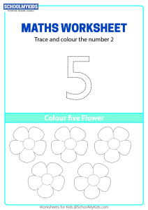 trace count and color number 5 worksheets for preschool kindergarten grade art and craft worksheets schoolmykids com