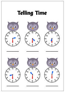 Telling Time to the Half Hour - Owl Theme Time