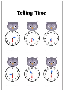 Telling Time to the Half Hour - Owl Theme Time