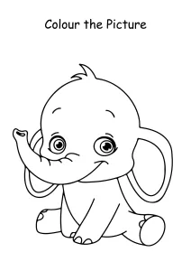 Colour the Picture - Sitting Baby Elephant - Coloring Pages