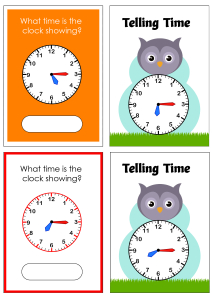 Telling Time to the Quarter Hour (Quarter Past) - Owl Cards Theme Time