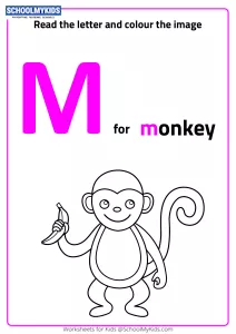 Read Letter M and Color the Monkey
