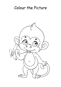Colour the Picture - Monkey With Banana - Coloring Pages