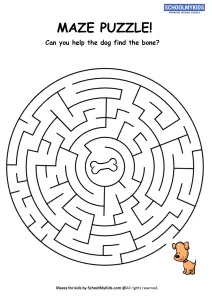 Mazes for Kids - Dog Bone Maze Puzzle