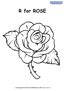 R for Rose Coloring Page