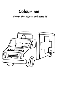 Color the Ambulance  - Transportation Coloring Pages