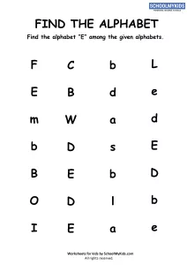 Find the Letter E - Find Alphabets