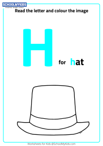Read Letter H and Color the Hat