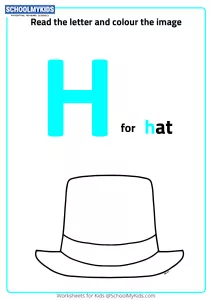 Read Letter H and Color the Hat