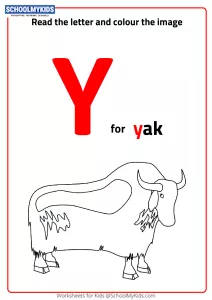Read Letter Y and Color the Yak