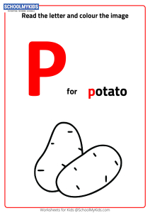 Read Letter P and Color the Potato