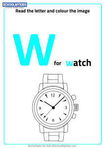 Read Letter W and Color the Watch