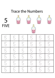 Number Tracing 5 - Count and Trace the Numbers